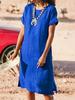 Casual Short Sleeve Dress With Spliced Polyester Fabric For Women Spring 2022