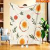 1pc 2D Flat Printing Spring And Summer New Arrival Fried Egg And Leaves Theme Digital Print Blanket, All-Season Use, Casual Throw, 100% Polyester Fibe