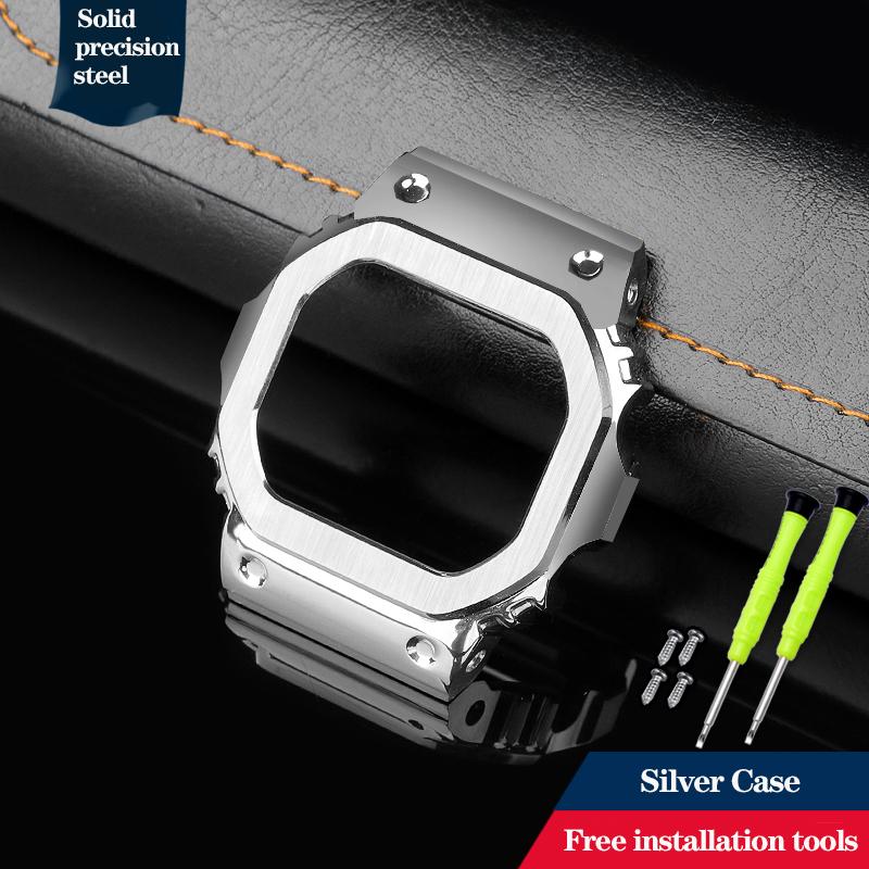 Boîtier et bracelet en acier inoxydable modifié de haute qualité pour Casio DW-5600 DW5600/5610 GW-B5600 GWM5610 Set Bracelet de montre en métal Lunette Outils