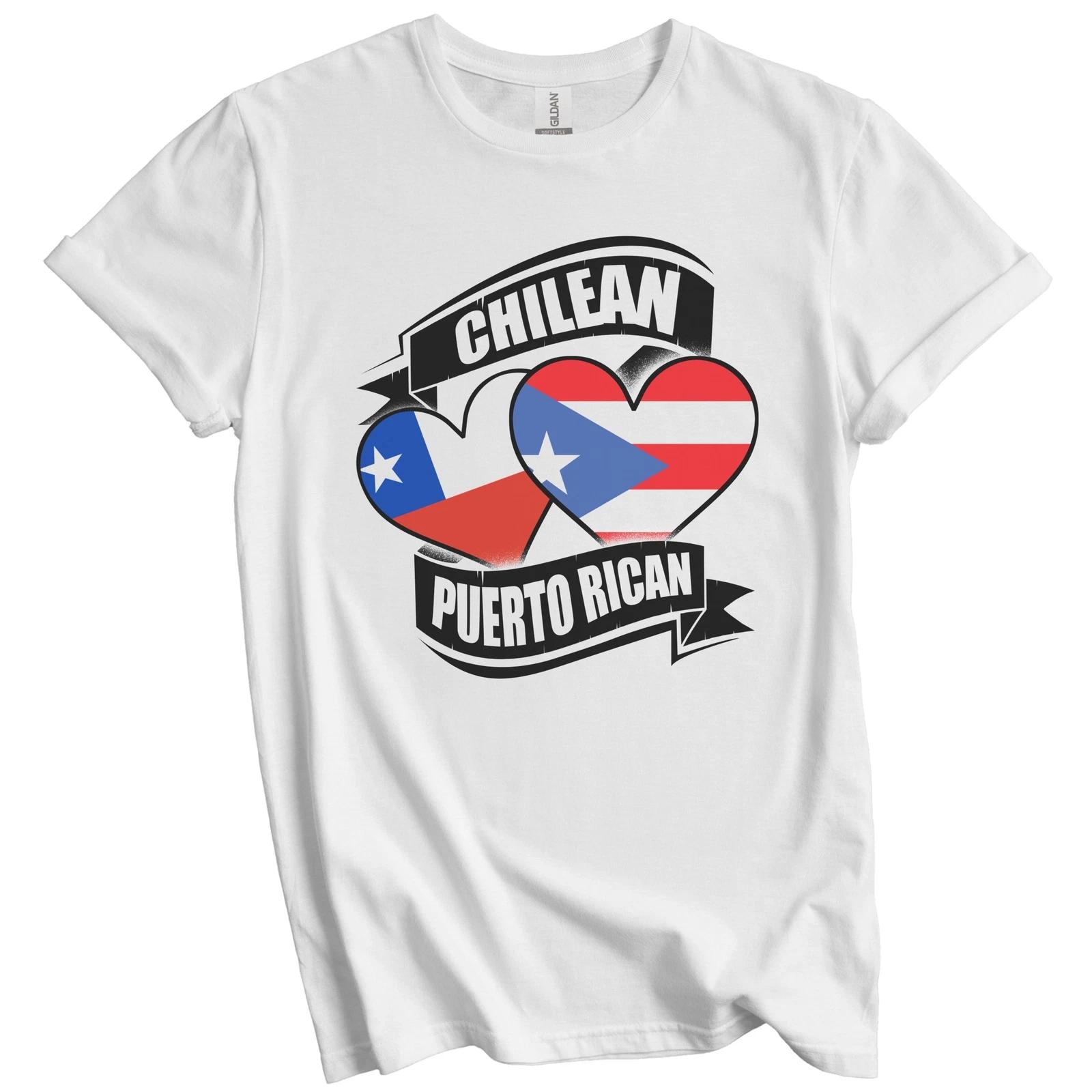 Chilean Puerto Rican Hearts Chile Puerto Rico Flags T-Shirt S