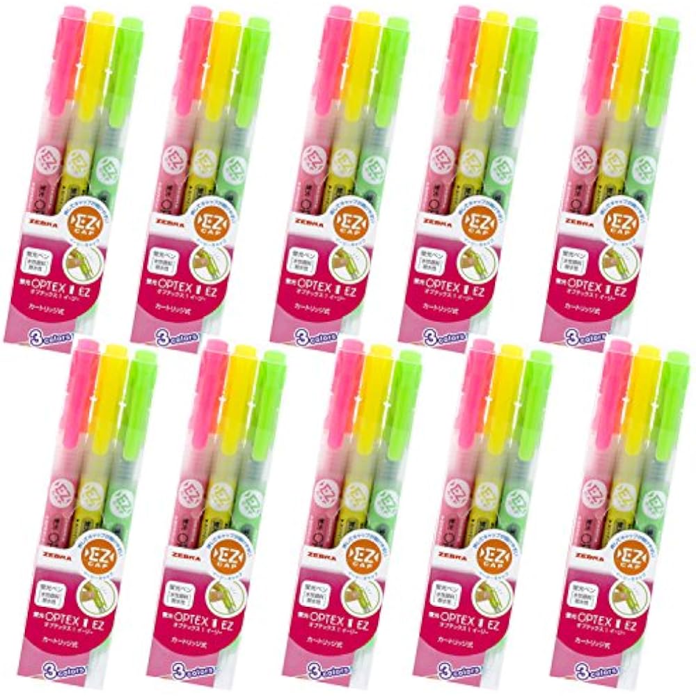 Zebra Highlighter Optex 1 EZ 3 Colors 10 Pack B-WKS11-3C