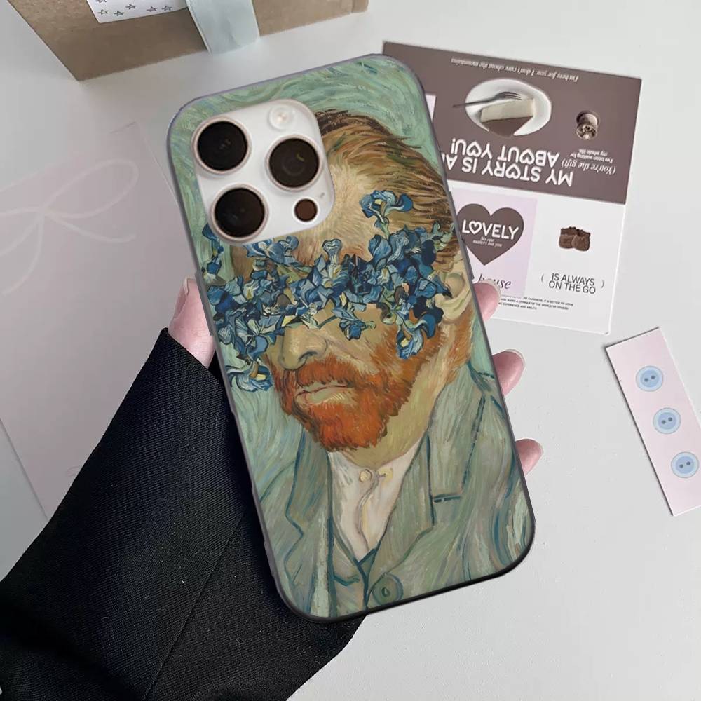 Van Gogh Oil Painting Phone Case For IPhone 16 15 17 Pro 11 12 13 14 Pro Max Plus Soft Ripple Silicone Cover Shell
