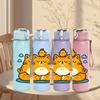 1PC Relaxed Bathing Cat 750ml Color Plastic Sports Water Bottle Leakproof Flip Straw Lid Suitable for Sports Office Home Use