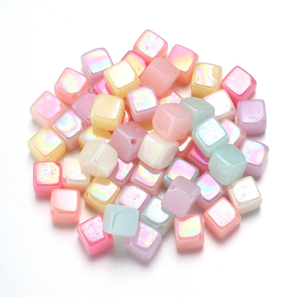 20/50 Stück Acryl-Quadratperlen Jelly-Farbe Würfel Lose Abstandshalterperlen Für DIY Schmuckherstellung Basteln Halsketten Armbänder Zubehör