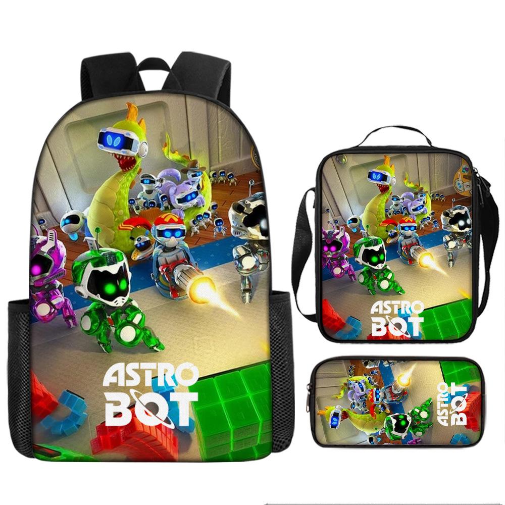 Cosmic Robot Peripheral Backpack, Youth and Primary School Students Schoolbag, Pencil Bag 3-piece Set