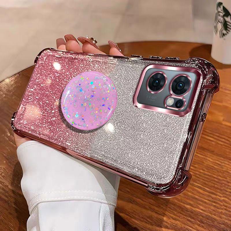 Luxury Shockproof Glitter Holder For Silicone Ring Reno13F Case For OPPO Reno13 F pro Reno7 Z Lite With Holder Stand Cover