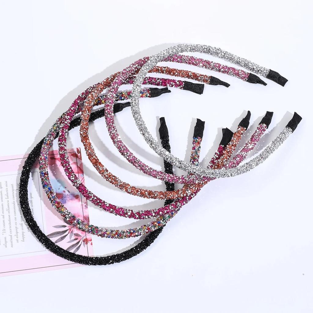 6Pcs Fashion Korea Crystal Soft Headband for Women Rhinestone Hairband Beads Bezel Girls Hair Accessories Simple Headwear