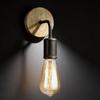 Modern Minimalist Iron Wall Lamp With Wooden Base For Bedroom Living Room Decor