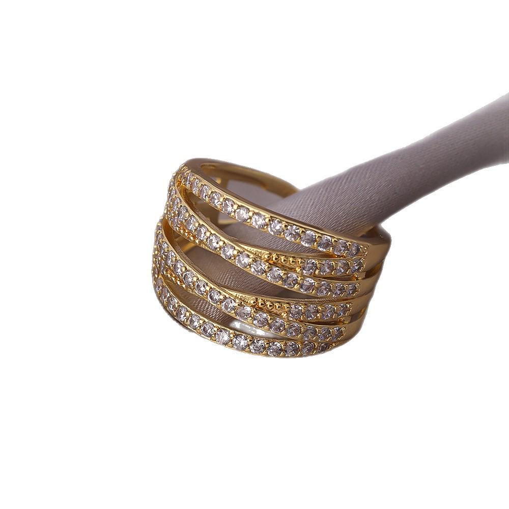 Bague Vague Diamant Multicouche Style Coréen pour Femmes - Bijou d'Index Mode Européenne & Américaine