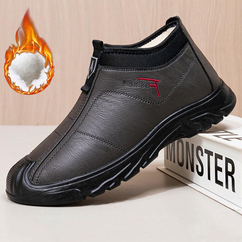 

Мужские зимние короткие ботинки, удобные зимние ботинки с подкладкой из искусственного меха, теплая нескользящая обувь для отдыха на природе, удобная рабочая обувь для ходьбы 45 серый