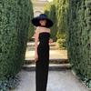 Haut Bandeau Femme Col Une Ligne Tempérament Français Dos Nu Ouverture Col Robe Moulante Fente Hanche