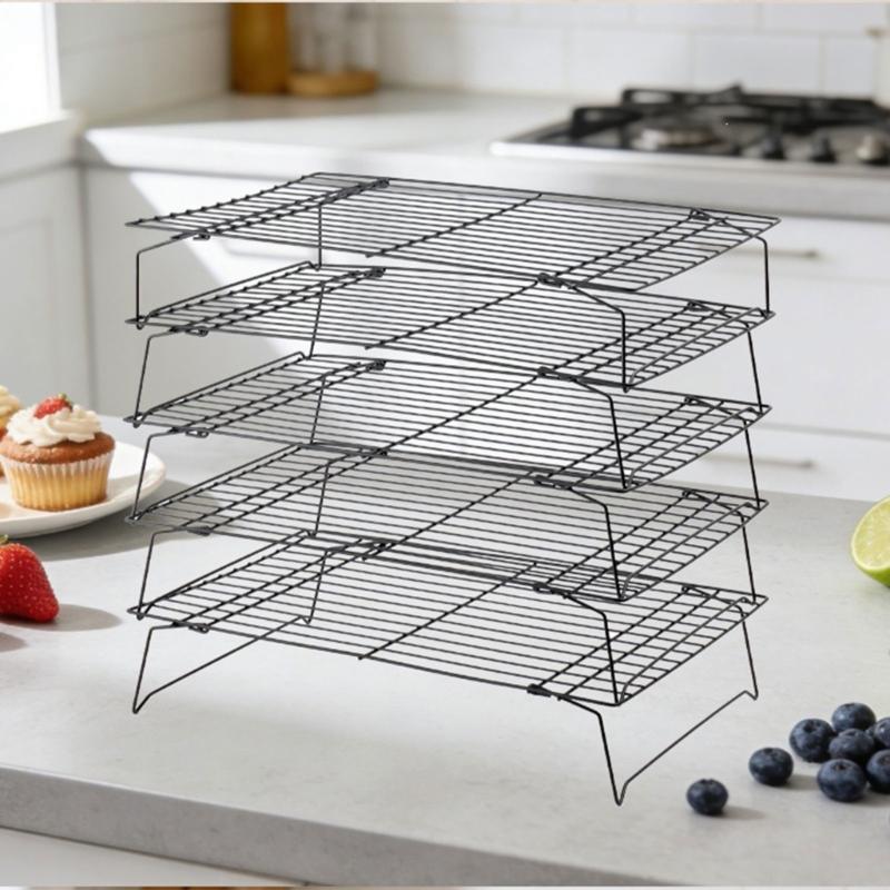Durable Iron Baking Rack For Treats Bread And Snacks Providing 5 Level Space Saving Structure And Smooth Coating