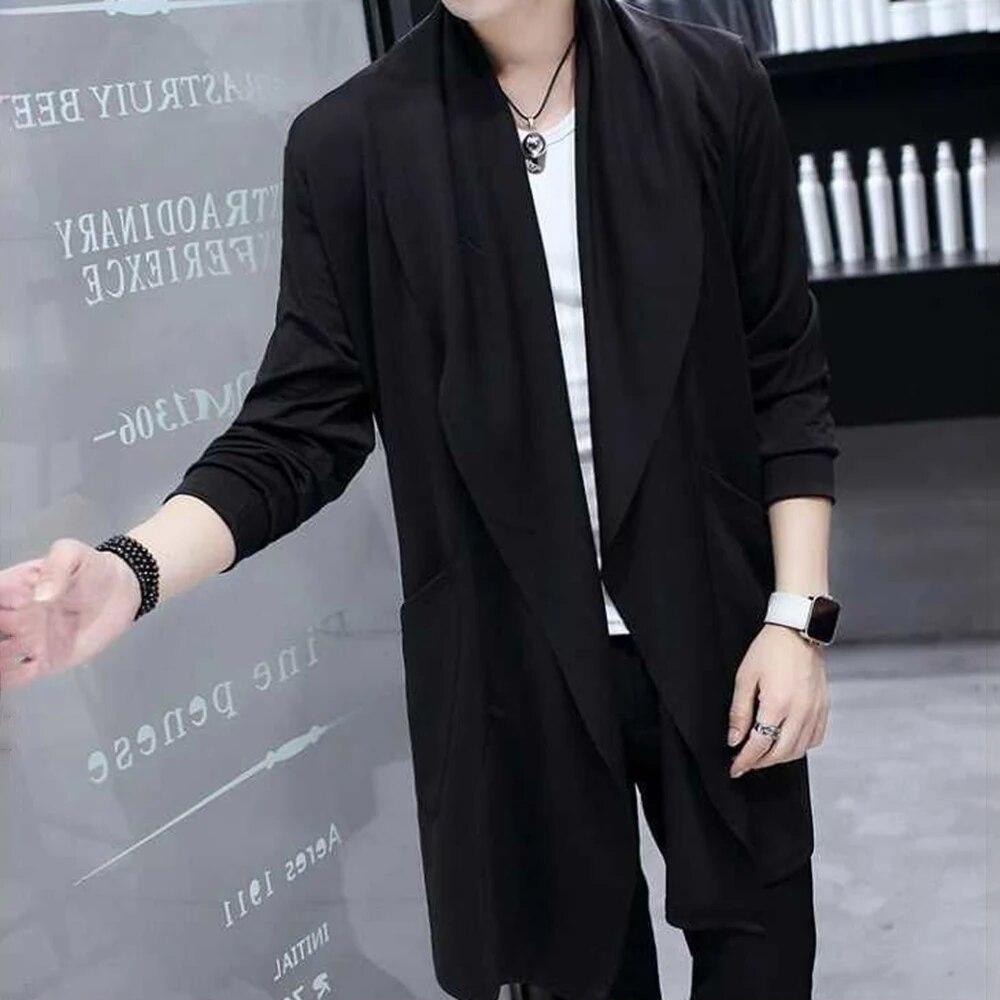 Trench protettivo da uomo estivo moda uomo trench punk hip hop cardigan casual streetwear mantella