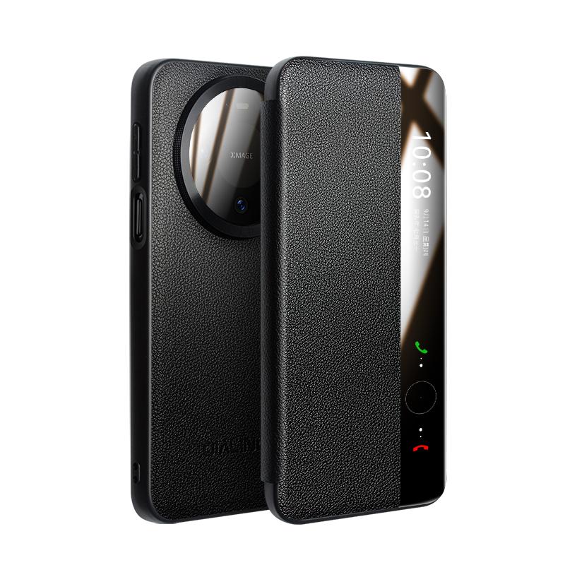 QIALINO Case for Huawei Mate 80 Pro Genuine Leather Business Luxury Sleep Screen Flip Cover Protective Case for Mate 80 Pro Max Huawei Mate 80