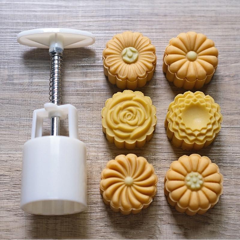 Midautumn Festival Chrysanthemum Cutter Moon Cake Mould Set for Cake Cookie