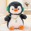 Interactive Penguin Doll Stuffed Animals Fluffy Wearing Headphones Animal Doll  Home Decor
