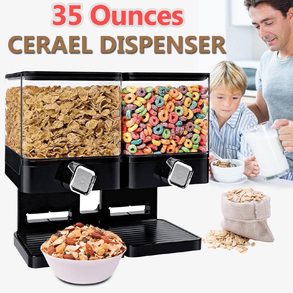 New Double Cereal Dispenser Storage Dry Food Snack Container Wall Mounted Kitchen Canister Contain Box for Home Kitchen