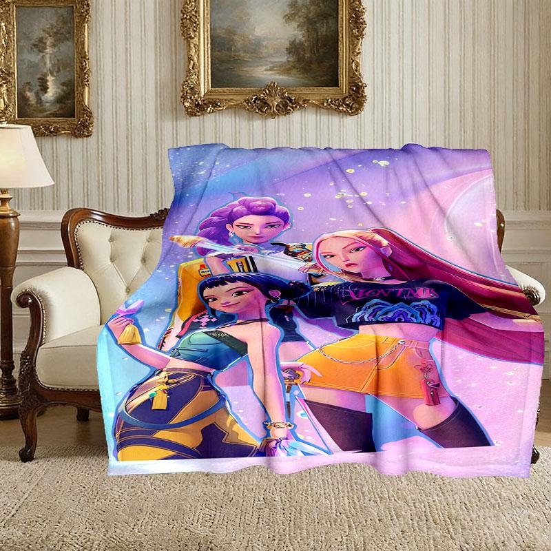 Kpop Demon Hunters Pattern Blanket, Cozy Blanket for All-Season Comfort on Sofas, Beds, Office, Car, Camping and Travel