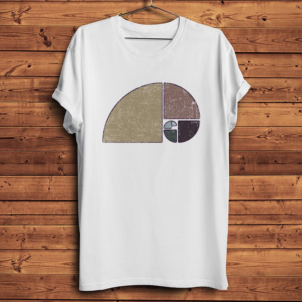Geometric Fibonacci lines Ammonite Unisexdala funny geek tshirt Unisex new White short sleeve Casual T Shirt Unisex geeker streetwear