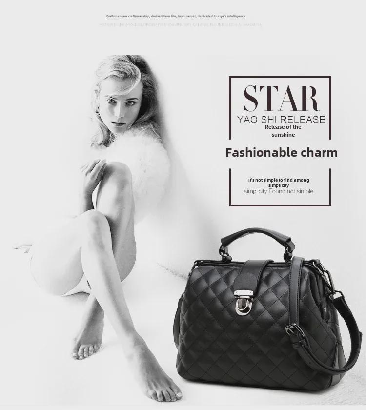 2024 Women's Diamond Pattern Korean Style Shoulder Bag with Lock Buckle