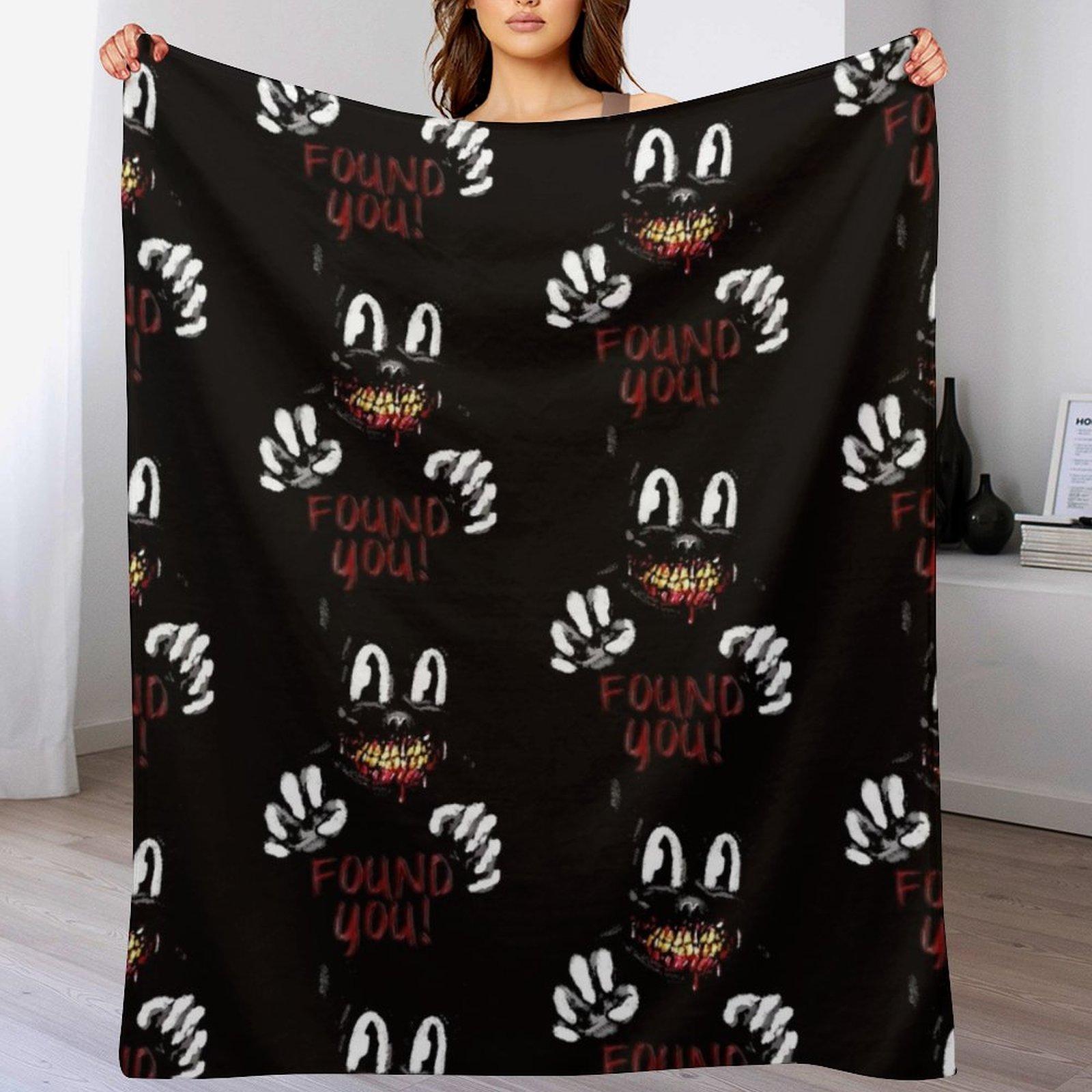 Cartoon cat Horror Character Throw Blanket Travel Size Cozy Blanket for Plane Train 102x76cm(40x30in)