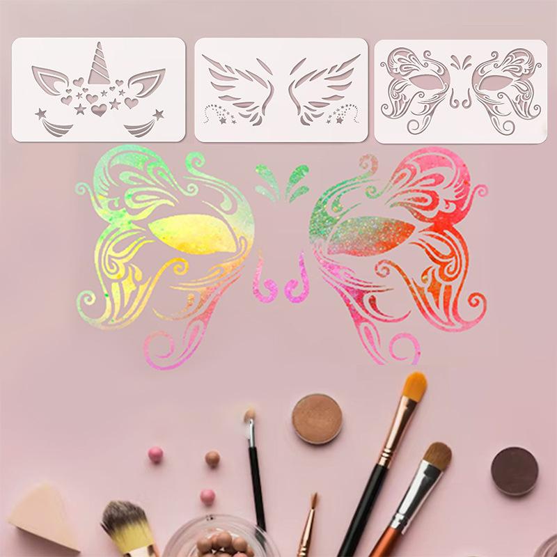 Children's Face Template Reuse Practice Hollow Painting Template & Body Makeup Painting Stencils Templates for Kids