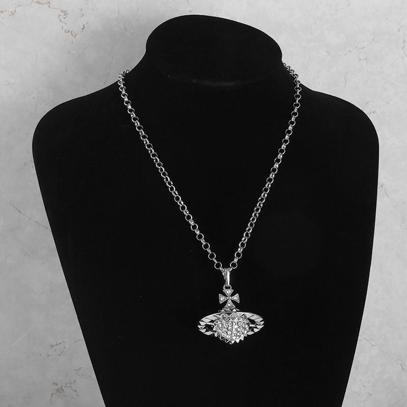 Mayfair Diamond Paved Saturn Punk Necklace for Men & Women