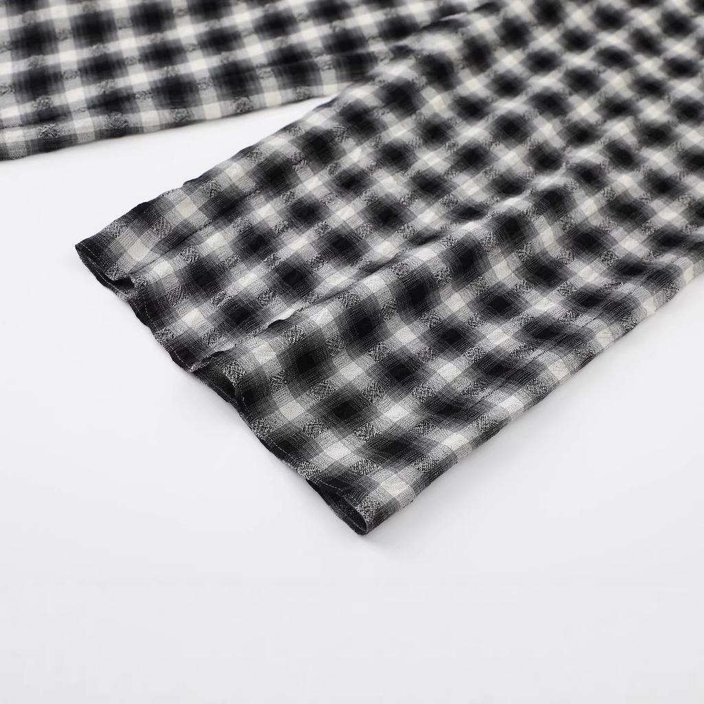 Women's Elastic Waist Plaid Wide-Leg Trousers - Spring/Summer 2026 Collection