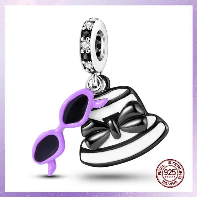 Purple Charms Copper Fit Original Pendant Bracelet Butterfly Glass Heart Feather Clip Charm Dangle Luminous Bead Diy Jewelry