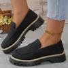 Fashion Woman Spring Autumn New British Style Flats Comfortable Low Heel Slip on Shoes Ladies Solid Color Platform Loafers Shoes