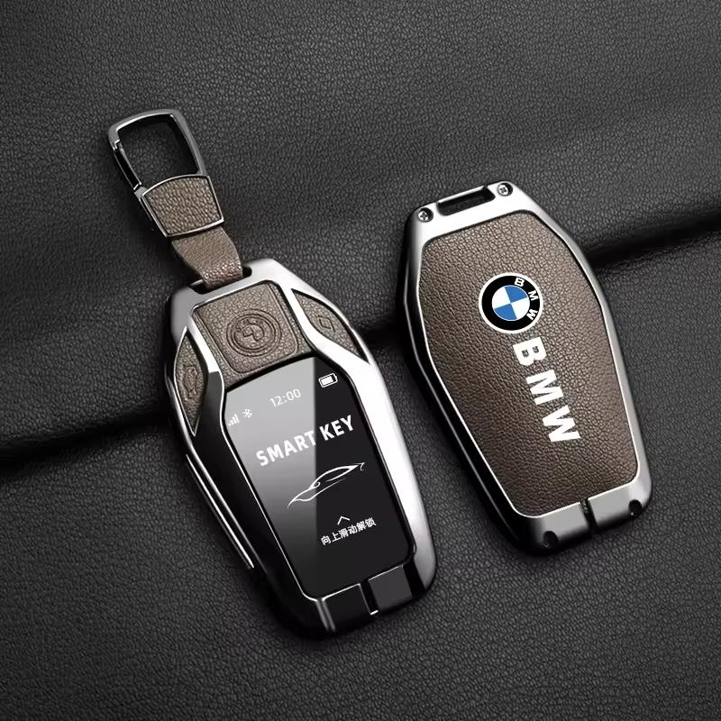 Leather Metal Car Smart Remote Key Case Cover Gift Key Bag For BMW 5 7 Series X3 X4 X5 X7 G30 G31 G11 G12 G01 GT G32 I8 Sticker Vdkc30