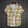 Camisa Hawaiana para Hombre Camisas de Manga Corta Estampadas 3D de Cerveza Camisa para Fiesta de Cerveza Camisetas Camisetas Casuales de Verano Ropa Holgada Oversize para Hombre