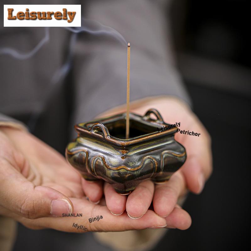 Fyrkantig rökelsehållare i antik stil Antik diffusor Rökelsebrännare Meditation Doftande aromatiska ljus Rökelsekar Kaféer Ornament