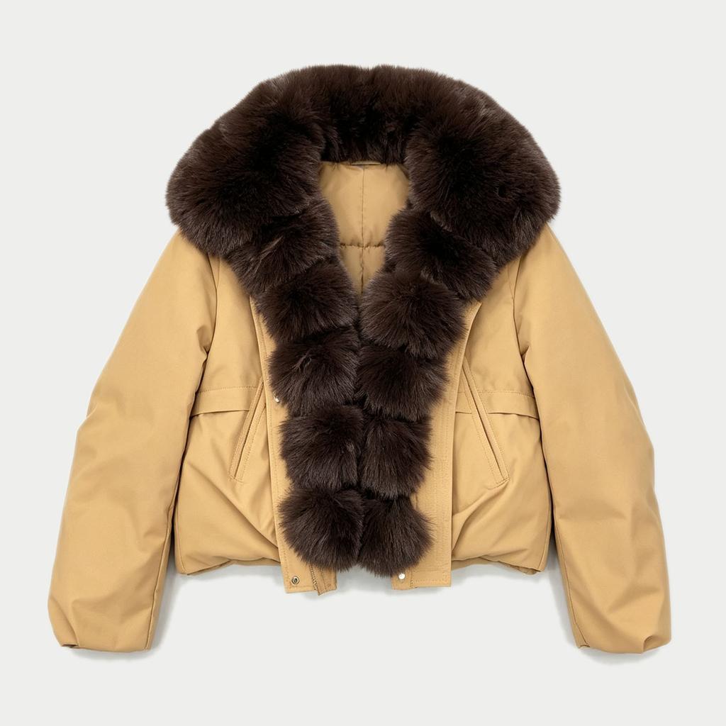 New cotton-padded clothes imitation fox fur collar down cotton clothes women's short fashion loose pie to overcome the thickness of the coat