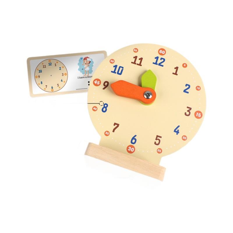 

Wooden Clock Model Teaching Aid Learning Hour Minute Second Cognition Kindergartner Toy For Game Interaction Time Cognition Gift