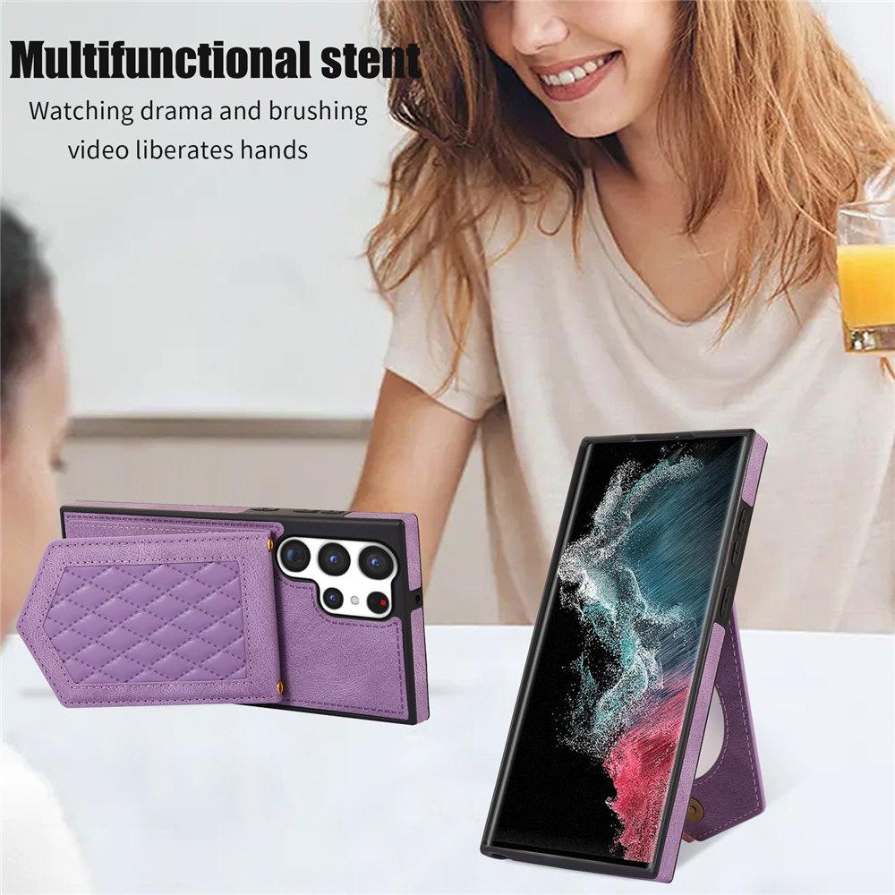 Crossbody Mirror Leather Wallet Case For Samsung Galaxy S24 Ultra S23 Plus S22 S21 S20 Note 20 A13 A14 A54 Cards Phone Cover