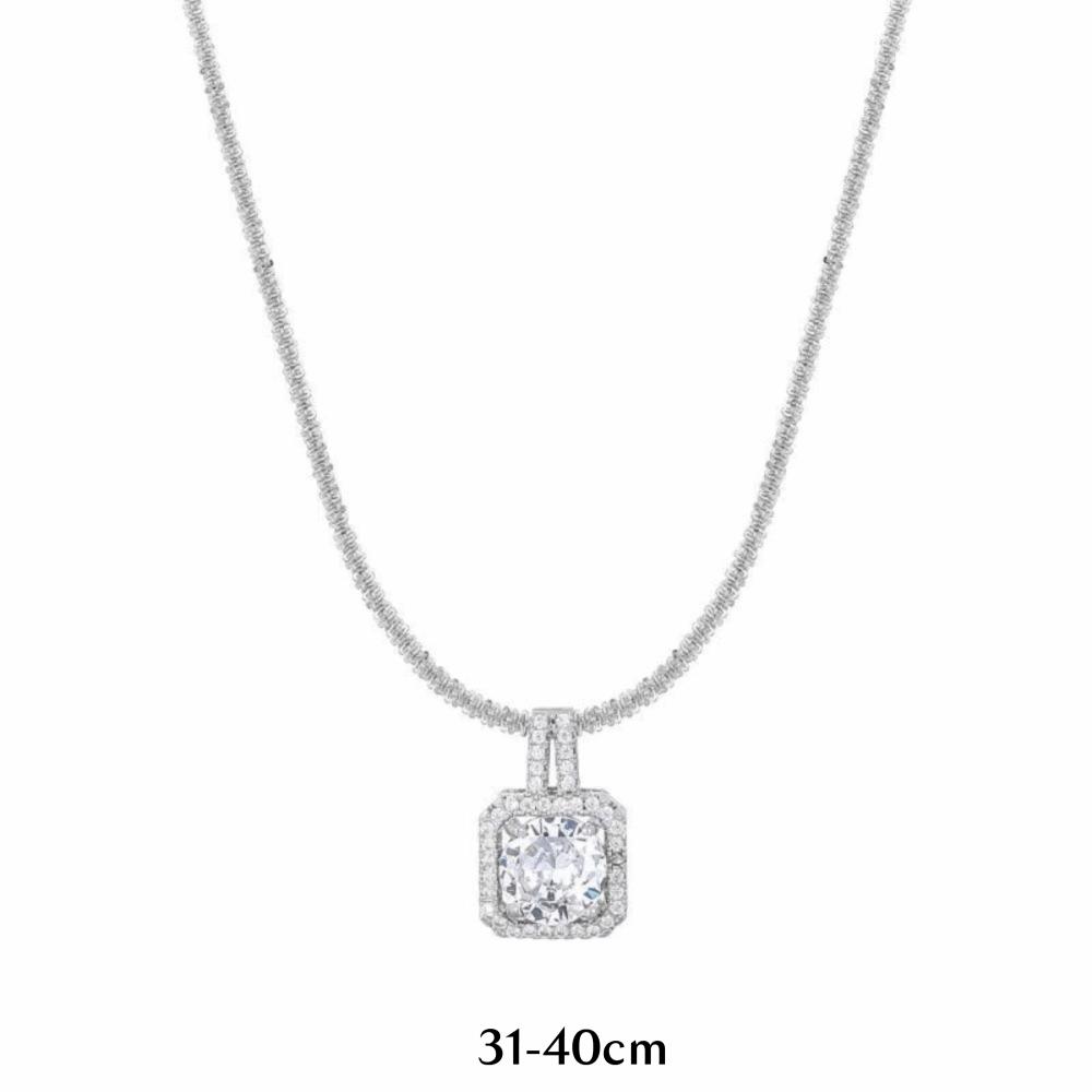 Gift Square Square Necklace Sparkling Elegant Jewelry Moissanite Necklace Women