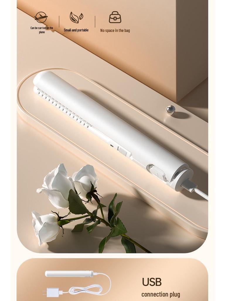 Compact USB Hair Straightener & Curler for Students – Dual Use for Straightening, Curling & Corn Perm In Dorms.