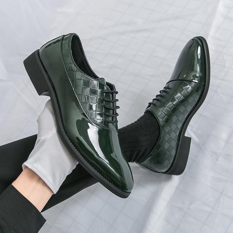 Men Derbys Oxford Green Personality Nightclub Black Leather Formal Business Shoes Men's Tuxedo Wedding Dance Shoes Plus Size