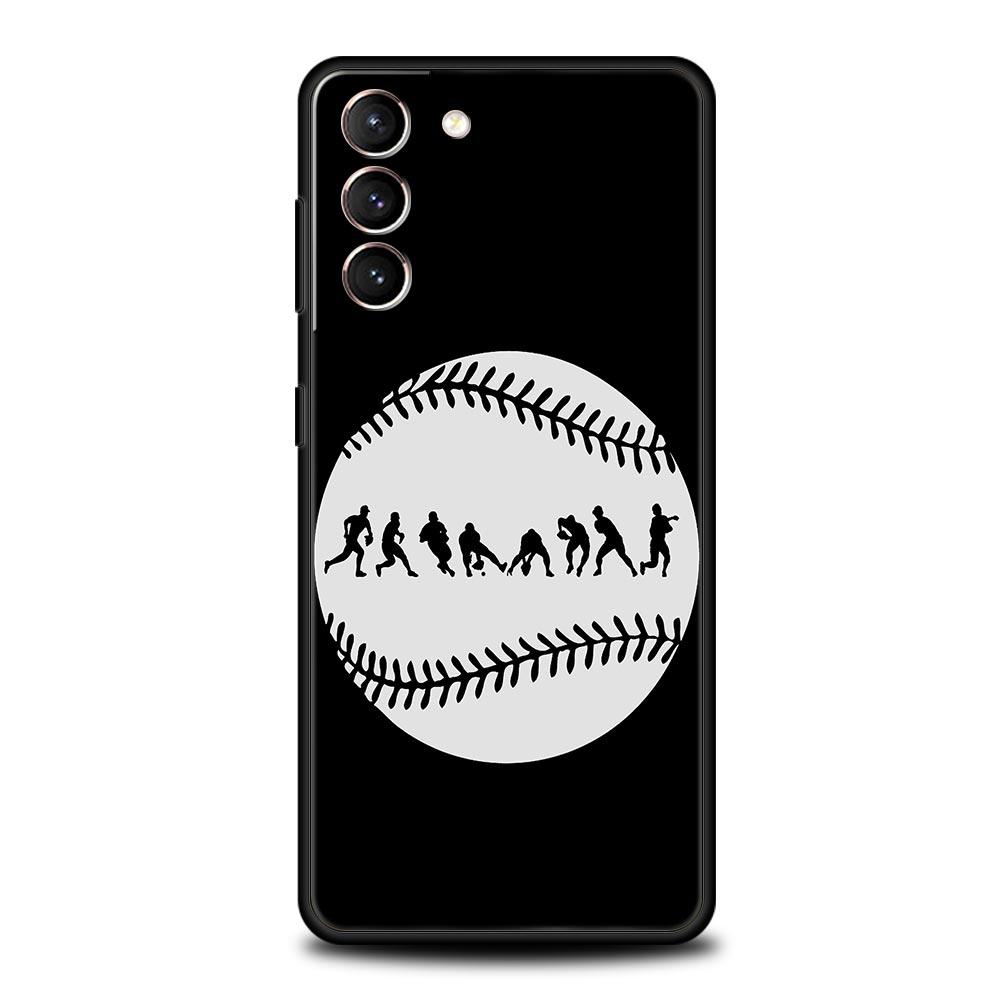 Baseball Phone Case For Samsung Galaxy S25 S24 S23 FE S22 Ultra S20 S21 5G S10 Plus S10E Soft Black Cover