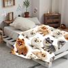 Cute Pomeranian Puppy Print Decorative Throw Blanket for Sofa, Bed, Home Decor, Camping, Office, and Animal Gift