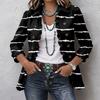 Women's Striped Print Long Sleeve Ruffle Button Front Shirt Jacket for Casual Wear