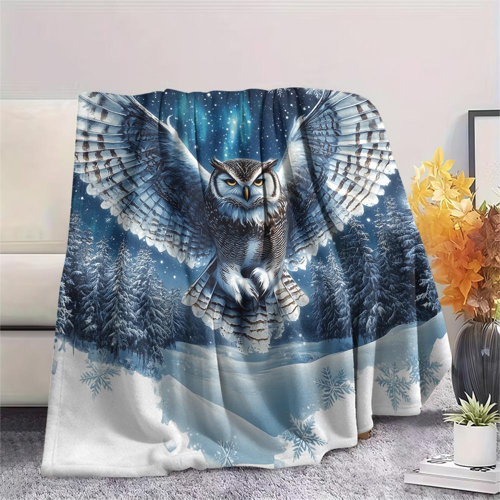 Owls Print Flannel Blanket, High Quality Comfortable for All Seasons, Home Decor, Warmth and Comfort