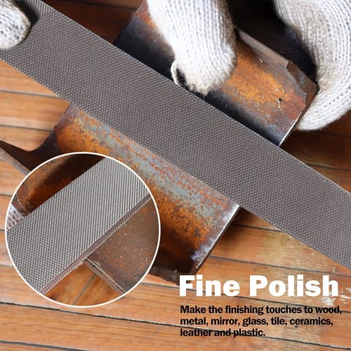 Samcos Diamond File Set, 200mm, Flat, Round, and Half Round, Carbon Steel, for Metal Grinding, Deburring, Rough Cutting, DIY Polishing Tools, 3-Piece