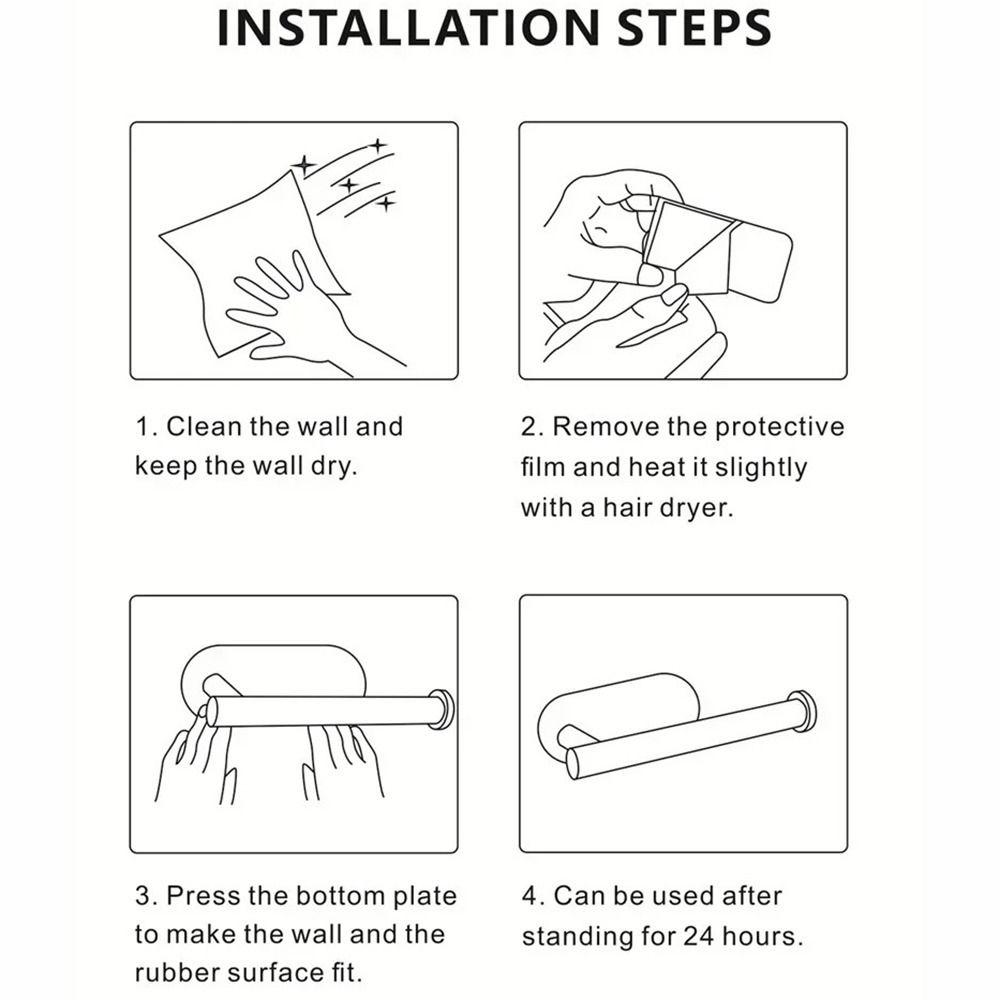 New Self Adhesive Paper Towel Holder Stainless Steel Silver Black Kitchen Organizer Punch-free Storage Holder