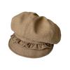Sweet lace pleated sequined woolen octagonal hat female winter retro age reducing painter hat showing face small bud hat