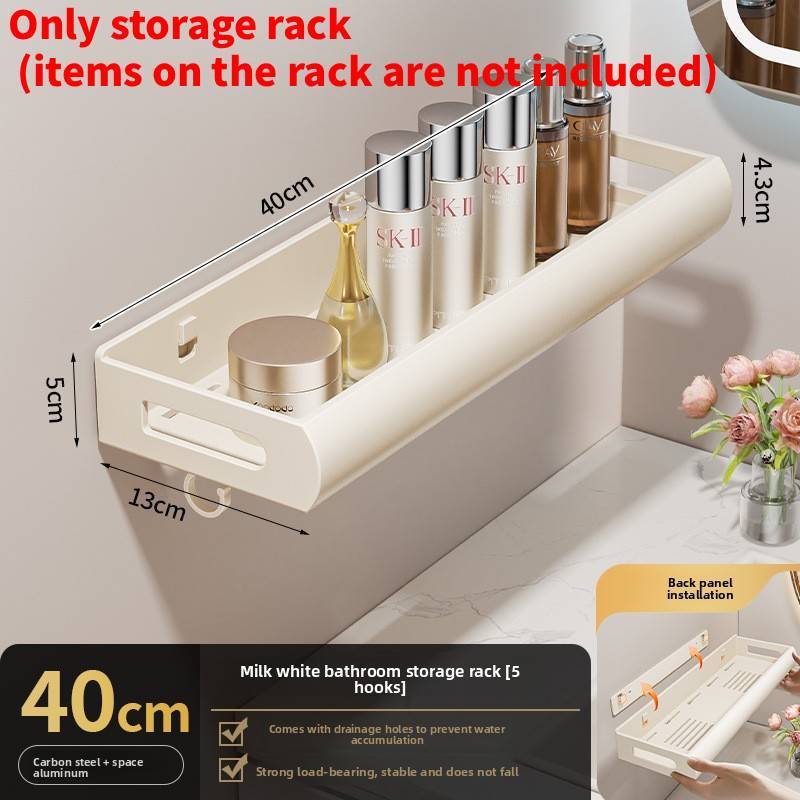 Moderne Stahl-Badezimmer-Wandregal mit abnehmbaren Haken für Dusch- und Toilettenaufbewahrung