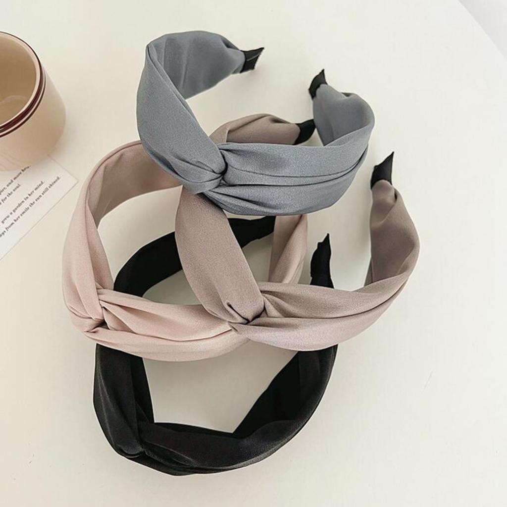 PROLY New Fashion Women Headband Wide Side Cross Knot Hairband Solid Color Turban Girls Classic Headwear Hair Accessories