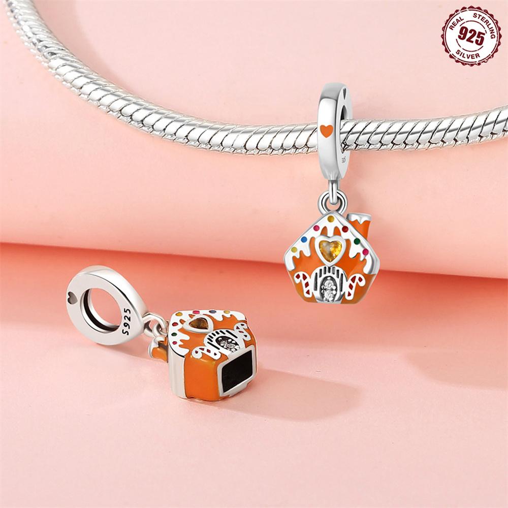 Kupfer Schneeflocke Weihnachtsbaum Rentier Süßigkeitenhaus Anhänger Perlen Marke Armband Exquisites DIY Schmuckherstellung Damen Geschenk