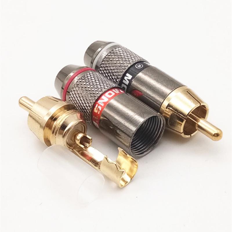 Gold-Plated Copper RCA Audio Plug, Self-Locking, 6.0mm